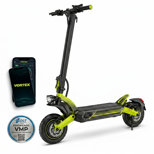 VORTEX X9 2x2 Connected Patinete eléctrico con APP. Con una potencia combinada de 1600 W, doble suspensión, autonomía de hasta 55 km, Cumple con la normativa española de circulación