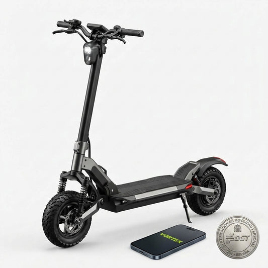 VORTEX Y8 2x2 Connected Patinete eléctrico con APP. Con una potencia combinada de 1000W, doble suspensión, autonomía de hasta 25 km, Cumple con la normativa española de circulación